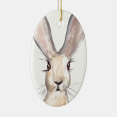 ウサギの水色かわいいウサギの野生動物 セラミックオーナメント (右)