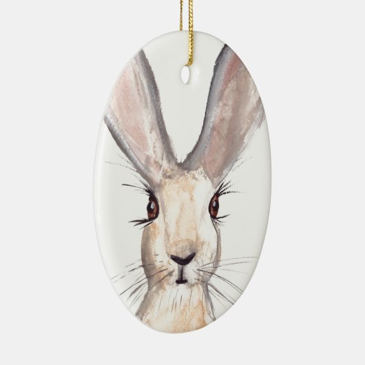 ウサギの水色かわいいウサギの野生動物 セラミックオーナメント (右)