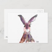 ウサギの水色かわいい動物の自然ウサギの森 ポストカード (正面/裏面)