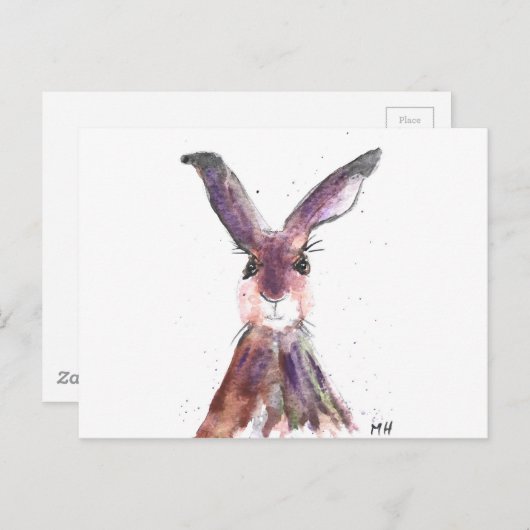 ウサギの水色かわいい動物の自然ウサギの森 ポストカード (正面/裏面)