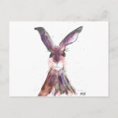 ウサギの水色かわいい動物の自然ウサギの森 ポストカード (正面)