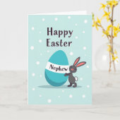 ウサギの水色の卵 おいわいカード 甥っ子 イースター カード (黄色い花)