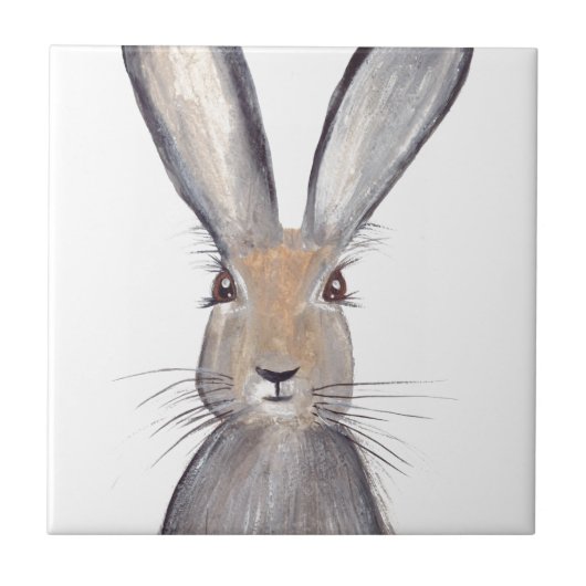 ウサギの水色バニーのウッドランズ動物 タイル (正面)