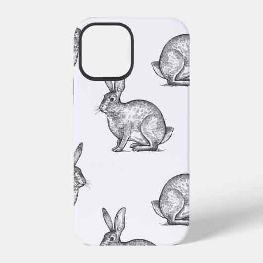 ウサギの無縫パターン。森林の動物たち iPhoneケース (裏面)