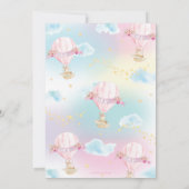 ウサギの熱気球ベビーシャワーガール 招待状 (裏面)