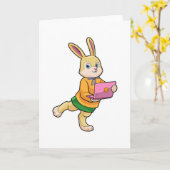 ウサギの秘書 ラップトップ付き カード (黄色い花)