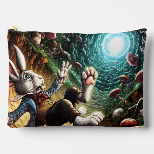 ウサギの穴に落ちるパニック状態のバニー アクセサリーポーチ (正面)