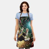 ウサギの穴に落ちるパニック状態のバニー エプロン (着用した状態)