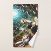 ウサギの穴に落ちるパニック状態のバニー ハンドタオル (ハンドタオル)