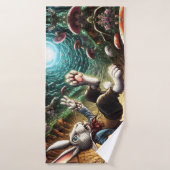 ウサギの穴に落ちるパニック状態のバニー バスタオル (バスタオル)