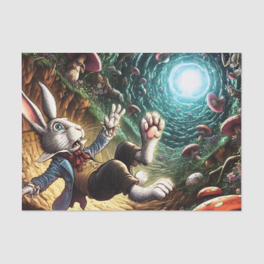 ウサギの穴に落ちるパニック状態のバニー 薄葉紙 (正面)