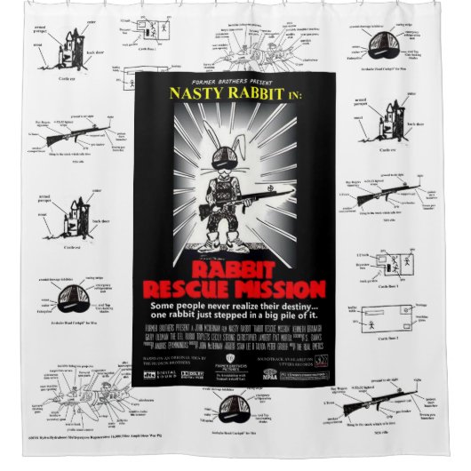 ウサギの緊急援助隊のシャワー・カーテン シャワーカーテン (正面)