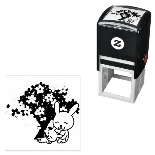 ウサギの群れ – 動物のかわいい木 セルフインキングスタンプ (インサイチュ)