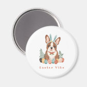 ウサギの耳にフランスのブルドッグを持つ喜ばしい復活祭 マグネット (正面/裏面)