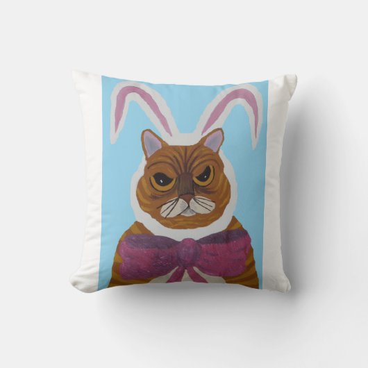 ウサギの耳をつけたマッドキャット イースター クッション (正面)