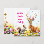 ウサギの耳を持つ鹿と灰色リス シーズンカード (正面/裏面)