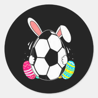 ウサギの耳付きサッカーが面白いイースターの日の男性 少年 ラウンドシール
