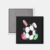 ウサギの耳付きサッカー イースターのお祝いに マグネット (正面/裏面)