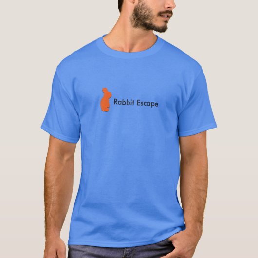 ウサギの脱出のロゴ+一流のTシャツ(青い) Tシャツ (正面)
