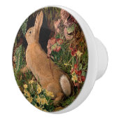 ウサギの花はヴィンテージの森の春 セラミックノブ (右)