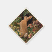 ウサギの花シダヴィンテージウッドランド春 スタンダードカクテルナプキン (角)