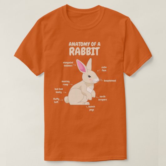 ウサギの解剖学かわいいバニー動物のジョーク Tシャツ (デザイン正面)