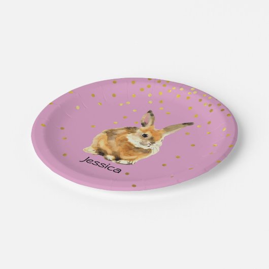 ウサギの誕生会の紙皿 ペーパープレート (アングル)