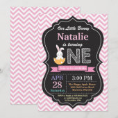 ウサギの誕生日ガール イースターエッグ 初めての誕生日 招待状 (正面/裏面)