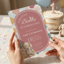 ウサギの誕生日招待状 ウサギの1歳の誕生日