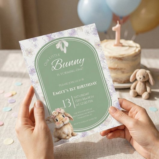 ウサギの誕生日招待状 ウサギの1歳の誕生日 招待状