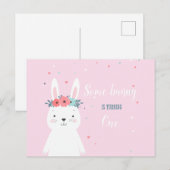 ウサギの誕生日招待状 ポストカード (正面/裏面)