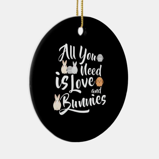 ウサギの贈り物 |あなたが必要としているのは愛と狂人 セラミックオーナメント (右)