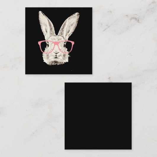 ウサギの贈り物|かわいいバニーうさぎピンクのおもしろい眼鏡 スクエア名刺 (正面/裏面)