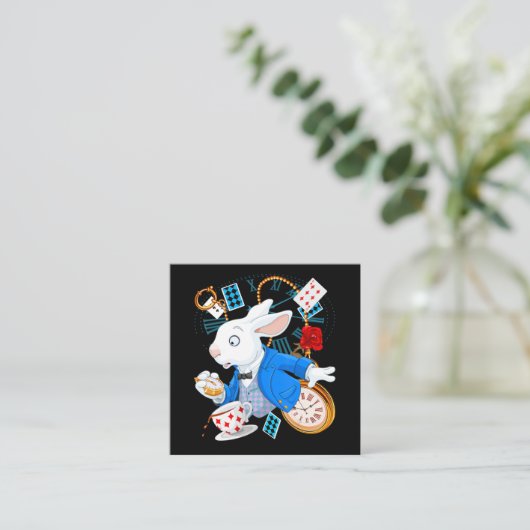 ウサギの贈り物|アリスインワンダーランド-白うさぎ スクエア名刺 (スタンド正面)