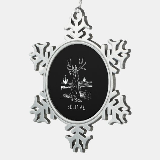 ウサギの贈り物 |ジャカ信じロープ スノーフレークピューターオーナメント (右)