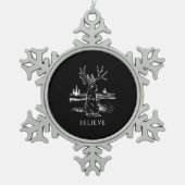 ウサギの贈り物 |ジャカ信じロープ スノーフレークピューターオーナメント (正面)