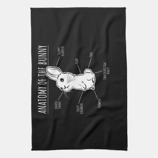 ウサギの贈り物 |バニーかわいいウサギの愛情解剖学 キッチンタオル (縦)