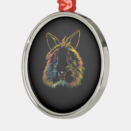 ウサギの贈り物 |バニーカラフルライオンヘッドウサギ メタルオーナメント (左)