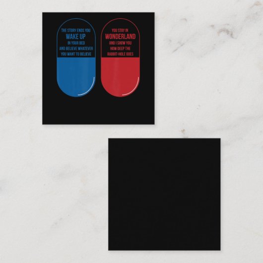 ウサギの贈り物|ブルーピルレッドピルワンダーランドウサギ スクエア名刺 (正面/裏面)