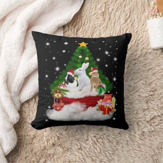 ウサギの贈り物 |メリークリスマスうさぎ素敵な贈り物 クッション (ブランケット)