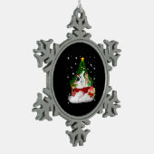 ウサギの贈り物 |メリークリスマスうさぎ素敵な贈り物 スノーフレークピューターオーナメント (左)