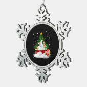 ウサギの贈り物 |メリークリスマスうさぎ素敵な贈り物 スノーフレークピューターオーナメント (右)