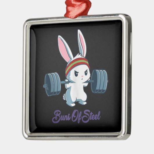 ウサギの贈り物 |ラビットラバージムトレーニング メタルオーナメント (左)