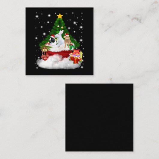 ウサギの贈り物|聖降誕祭のうさぎたちが素敵な贈り物に スクエア名刺 (正面/裏面)