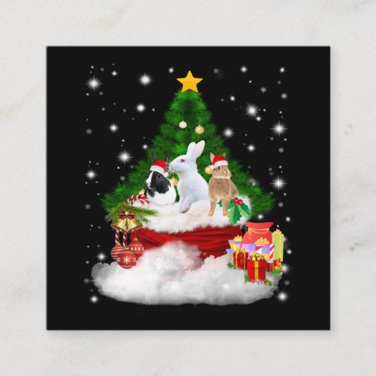 ウサギの贈り物|聖降誕祭のうさぎたちが素敵な贈り物に スクエア名刺 (正面)