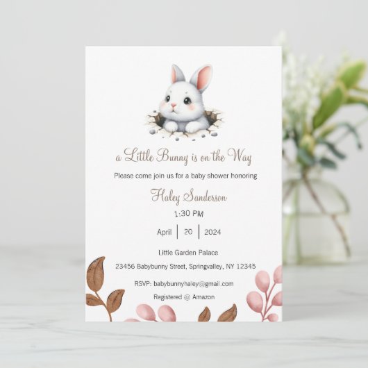 ウサギの赤ちゃんがやってくる！招待状、ベイビー 招待状 (スタンド正面)