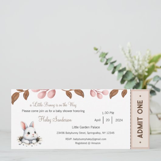 ウサギの赤ちゃんがやってくる！招待状（ベイビー） 招待状 (スタンド正面)