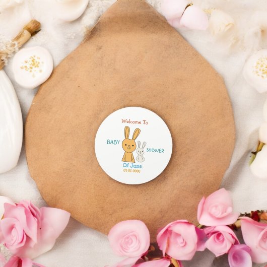 ウサギの赤ちゃんシャワー ラウンドシール