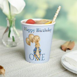 ウサギの金の風船1歳の誕生日 紙コップ