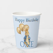 ウサギの金の風船1歳の誕生日  紙コップ (裏面)